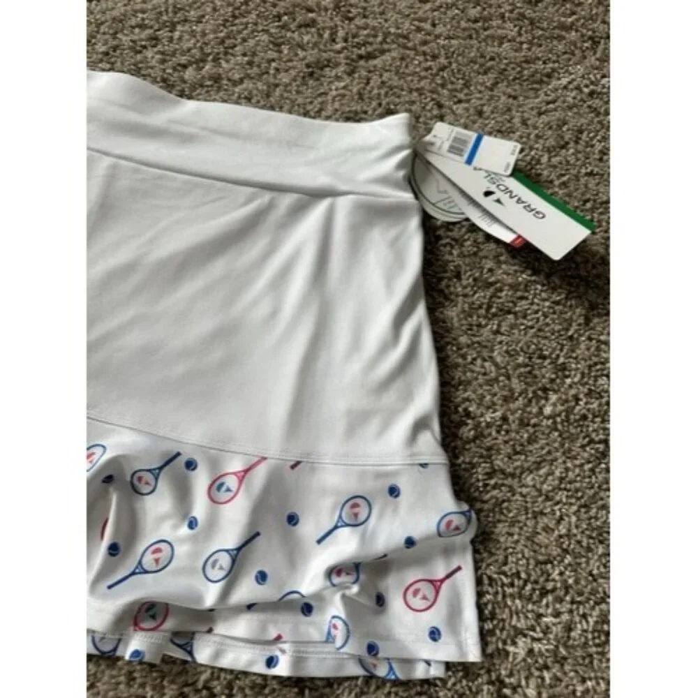 Grand Slam Perforance White Colorful Tennis Skorts Shorts Back Pocket Size XL